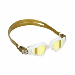 Gafas De Natación Aqua Sphere Kayenne Small Blanco Dorado Lentes Espejadas Dorado